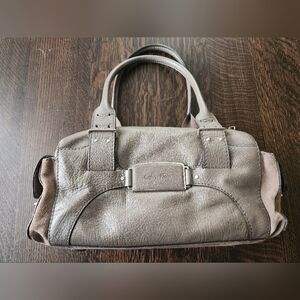 Vintage 👛 Calvin Klein Taupe Satchel Handbag Leather/Suede EUC $38